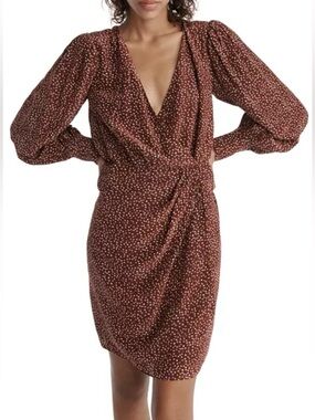 The KOOPLES NWT $385 Moon Dots Wrap Burgundy Dress, Size S
